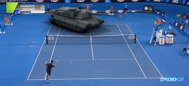 Djokovic Plays An Insane Tennis Match Against An M1 Abrams Tank