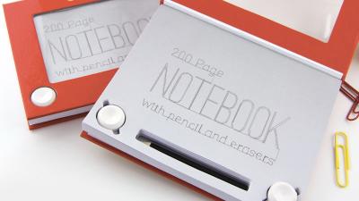 Drawing On An Etch-A-Sketch Notebook Is Easier With A Pencil