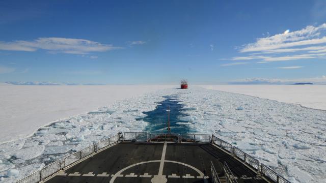 Mammoth Ice Breaker Frees Australian Vessel Trapped In The Frozen Ocean