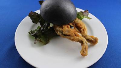 Black Bun Fried Frog Burger Looks Scary But Is Probably Delicious