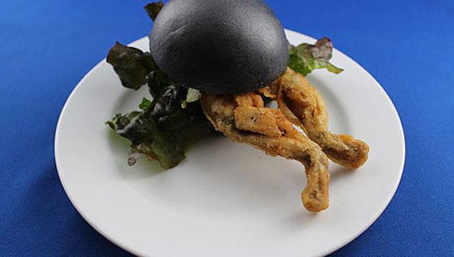 Black Bun Fried Frog Burger Looks Scary But Is Probably Delicious
