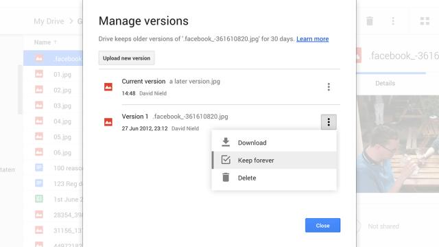 Keep Older Versions Of Your Documents On Google Drive Forever