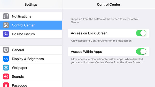 Disable The Control Center In iOS So It Stops Popping Up By Accident