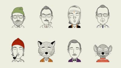 Illustrations Of Characters From Wes Anderson Movies