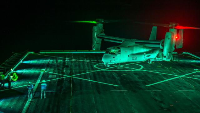 Awesome Photo Of The V-22 Osprey At Night Makes It Look So Eerie