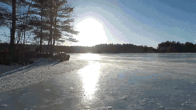 Here’s A Tank Drifting Across A Frozen Lake