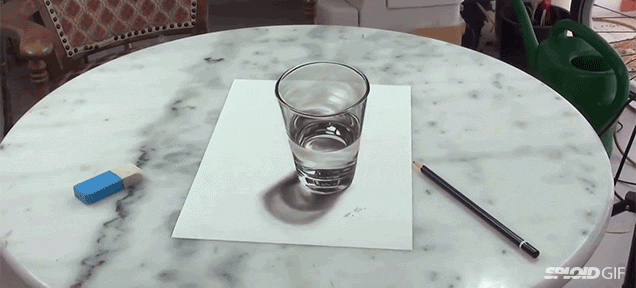 This Super Realistic Glass Of Water Is Actually A Drawing