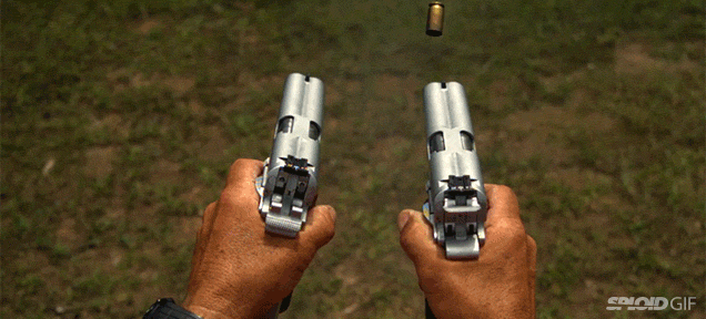 Slow-Motion Footage Of Double-Barrelled Pistols Firing Bullets Is Crazy