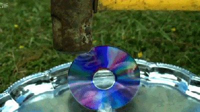 The Jiggly Fun Of Smashing A CD With A Sledgehammer In Slow Motion