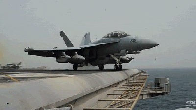 Super Up-Close View Of An F-18 Taking Off From An Aircraft Carrier