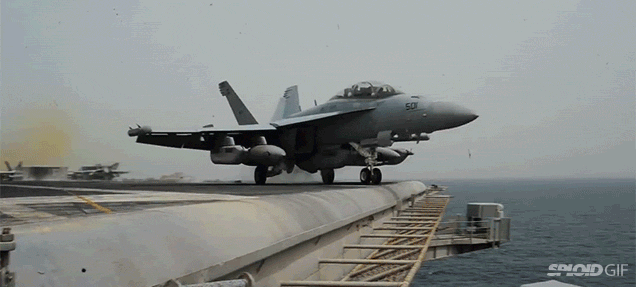 Super Up-Close View Of An F-18 Taking Off From An Aircraft Carrier
