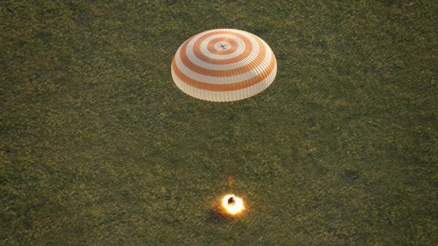 A Soyuz Capsule Returns To Earth — With A Flash