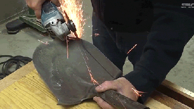 Making A Knife From A Chunk Of Concrete And An Old Shovel