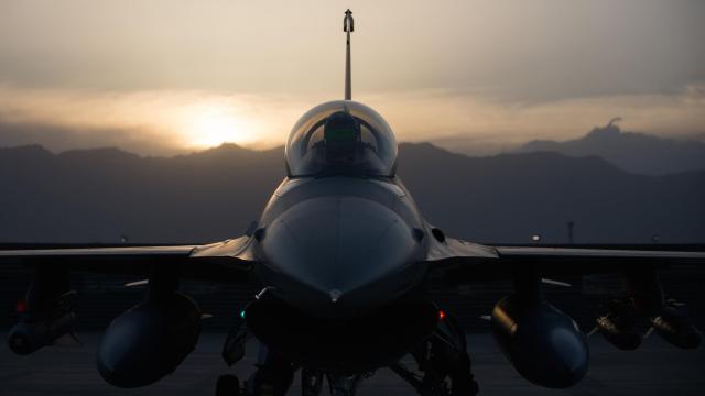 Intimidating Head-On View Of An F-16