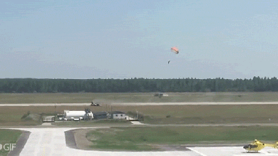 Watch A Pilot Eject From His Fighter Jet During A Crash Landing