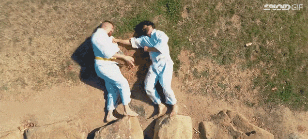 Hilarious Stop-Motion Video Of Two Guys Karate Fighting On The Ground