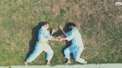 Hilarious Stop-Motion Video Of Two Guys Karate Fighting On The Ground