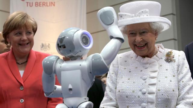 Queen Elizabeth Meets The Future Queen Who Is A Robot And Not A Human