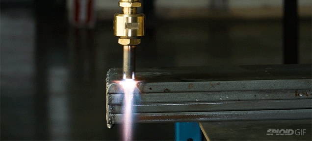 Watch An Oxy-Gasoline Liquid Fuel Torch Cut Through Metal
