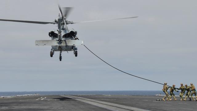How Many Sailors Do You Need To Pull A Helicopter To The Ground? 