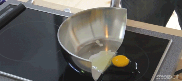 Cooking Food In A Pan Cut In Half Shows The Magic Of Induction Cooking