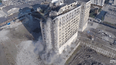 Drone Captures Demolition Of An Old Building
