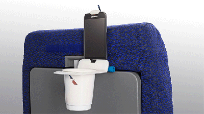 A Cup-Holding Device Mount Makes Flying Slightly More Bearable