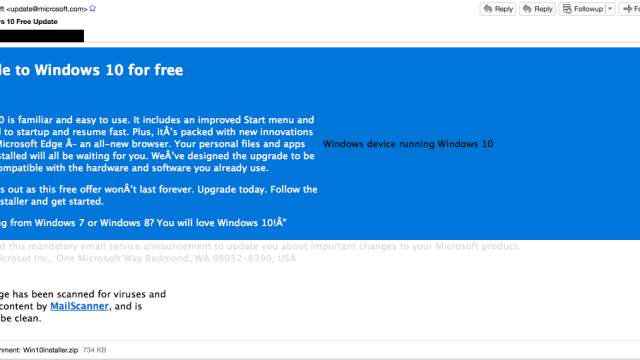 Don’t Fall For This Windows 10 Email Scam