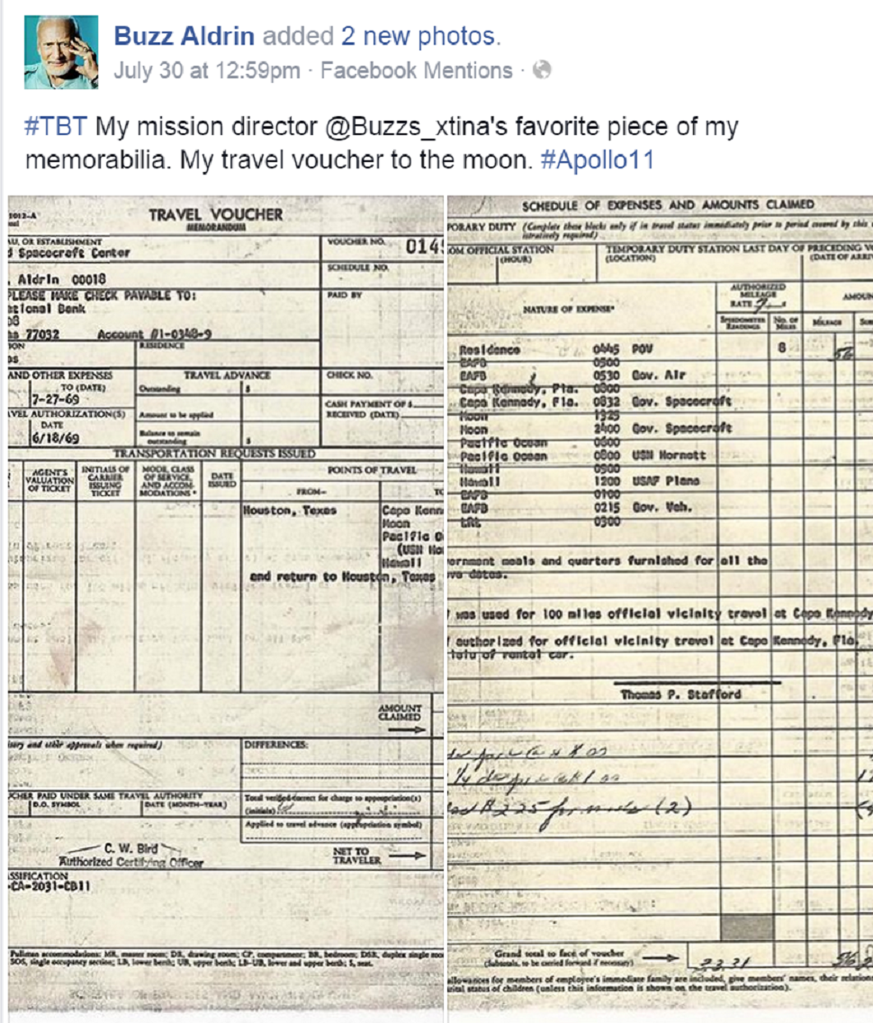 Buzz Aldrin Tops Bronwyn Bishop On Travel Expenses, Proves The US Federal Government Has A Form For Everything