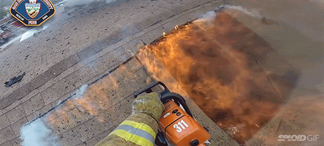 First-Person View Of A Firefighter Fighting Fire Is So Intense