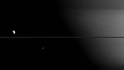 Mimas And Dione Beam Up At Saturn In A Stunning Portrait