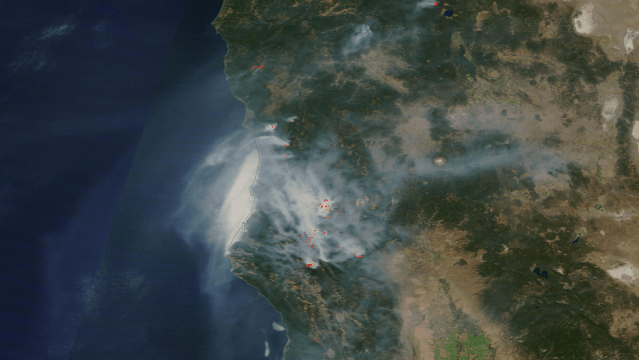 Here’s What California’s Thick Blanket Of Wildfire Smoke Look Like From Orbit