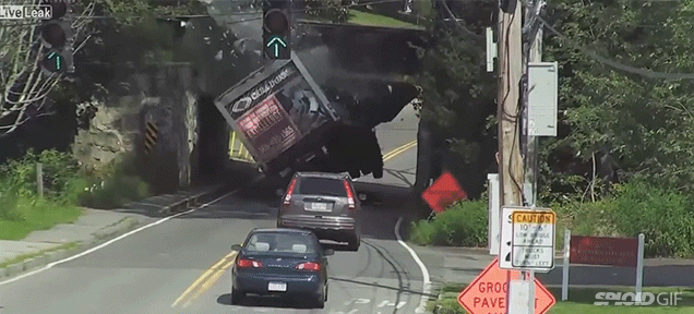 Truck Gets Obliterated When It Runs Into The Bottom Of A Bridge