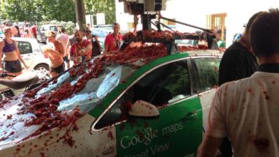 This Google Street View Car Drove Through A Tomato-Throwing Festival In Spain
