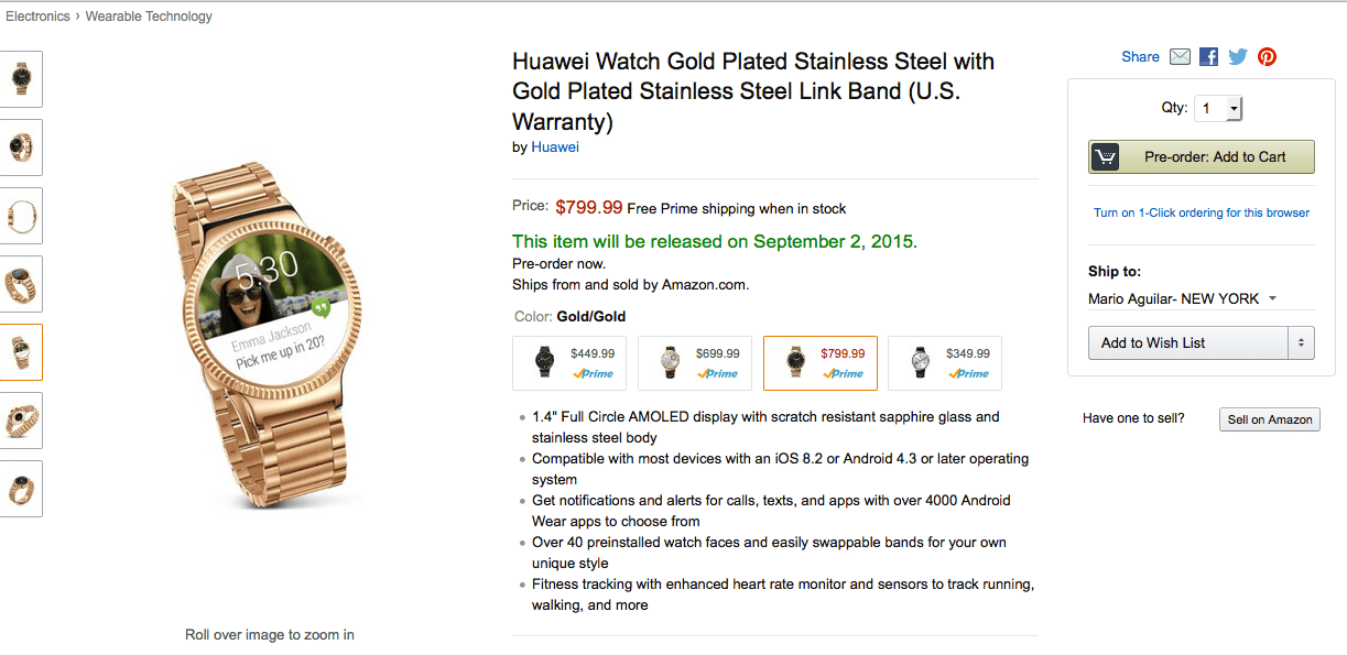Huawei’s $800 Gold Android Wear Smartwatch Works With The iPhone