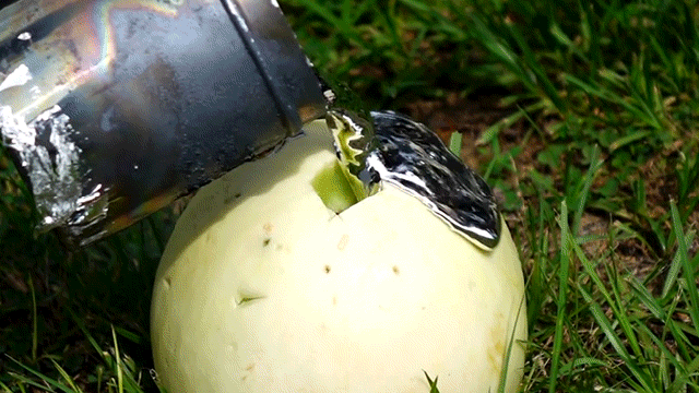 Pouring Molten Aluminium Into Different Melons Casts A Bad Arse Hand Grenade