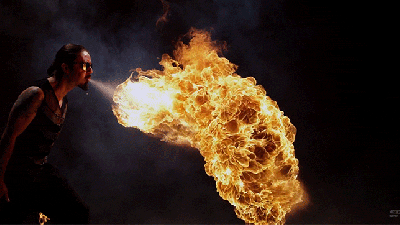 Fire Breathing In Bullet Time Looks So Completely Bad Arse