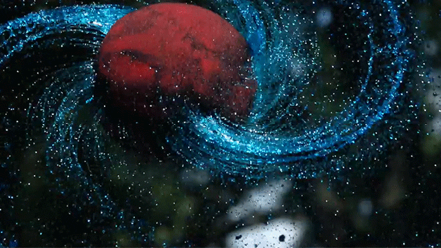 The Fun Sparkling Spiral Of A Spinning Ball Drenched In Water