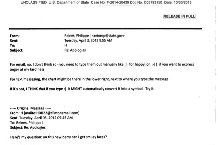 Hillary Clinton’s Email About Emoji Is The Best Hillary Clinton Email