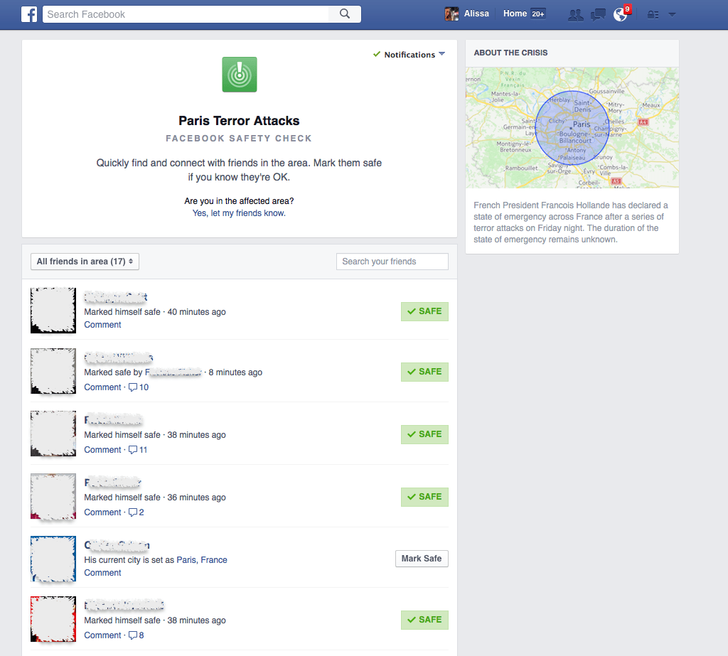 Facebook’s ‘Safety Check’ Lets You Locate Loved Ones In Paris
