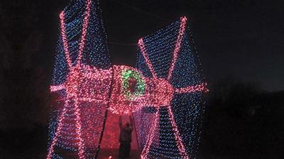 A Giant Christmas Light TIE Fighter Is The Perfect Holiday Decor