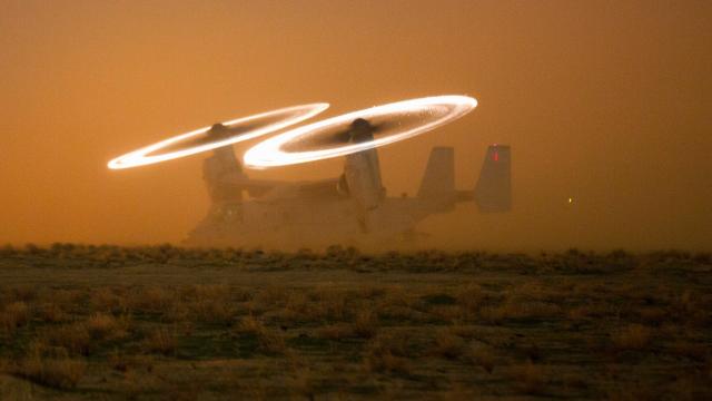 Awesome Picture Of A V-22 Osprey Makes It Look Like An Invisible Plane With Star Engines