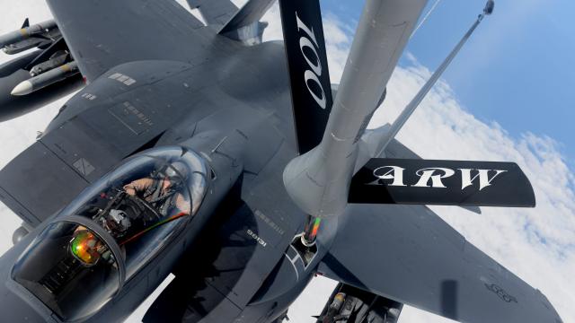 Awesome Photo Of A F-15 Being Refueled From The Air Fuel Tankers Perspective