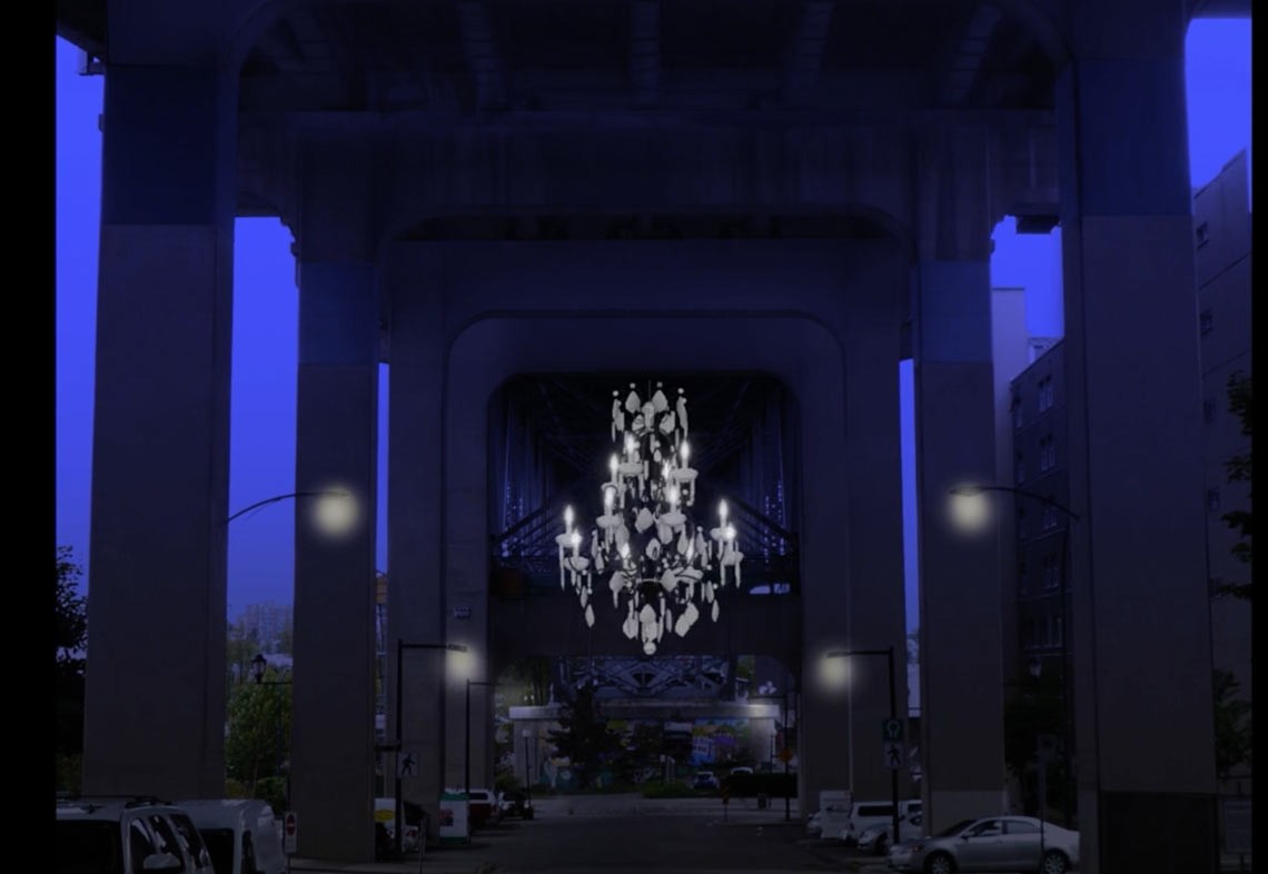 One City’s Bright Idea For A Dark Highway Overpass: A Huge Chandelier