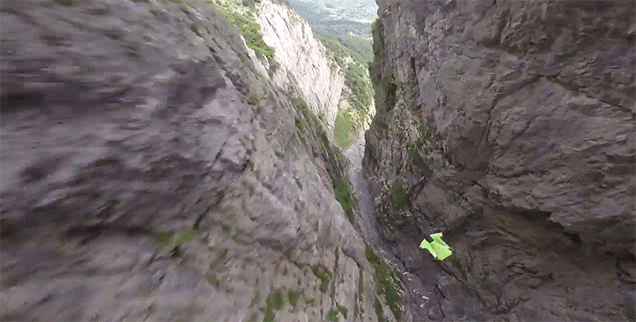 Wild Wingsuit Video Shows A Guy Flying Through A Narrow Canyon