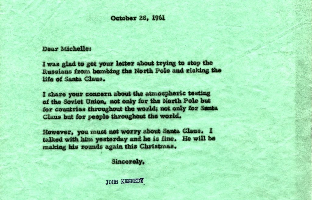 That Time A Girl Wrote To JFK Asking If The Soviets Were Going To Nuke Santa Claus