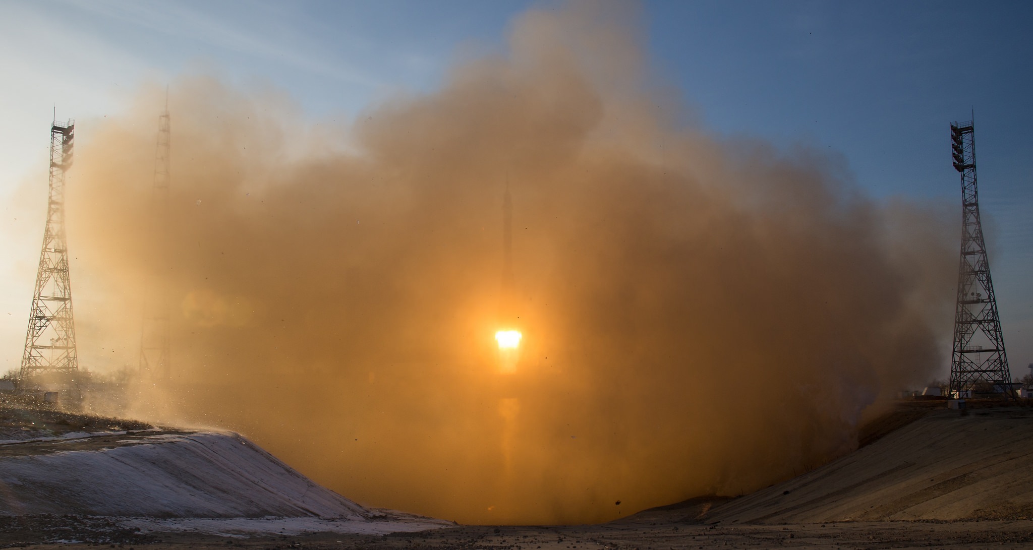 Here’s A Rare View Of The Soyuz Launch From The Hellish Flame Trench