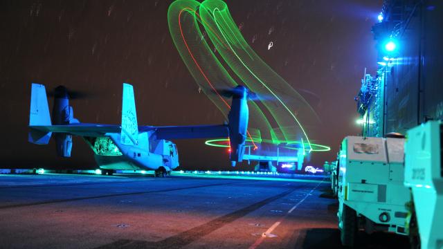 Cool Photo Of A V-22 Osprey Launching From An Amphibious Assault Ship