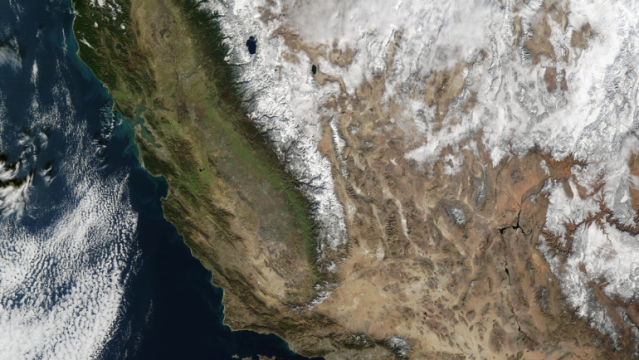 This Photo Of A Completely Cloudless California Shows Its Snowpack Starting To Return