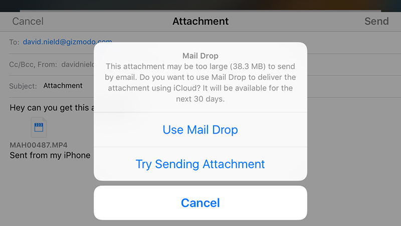 How To Email Huge Files From Your iPhone With iOS 9.2